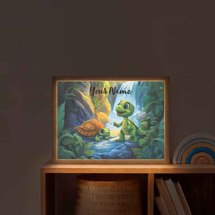 Schildpad - Dino - Jungle - Waterval Light Box met batterij (Wandlamp kind) middel -sfeer1_kind