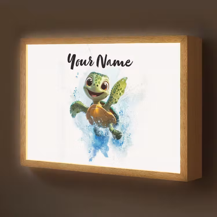 Schildpad - Water - Groen Light Box met batterij (Wandlamp kind) middel -z3d_website