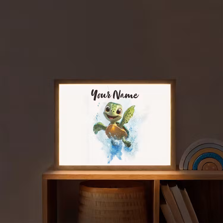 Schildpad - Water - Groen Light Box met batterij (Wandlamp kind) middel -sfeer1_kind