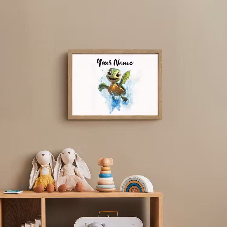 Schildpad - Water - Groen Light Box met batterij (Wandlamp kind) middel -sfeer2_kind