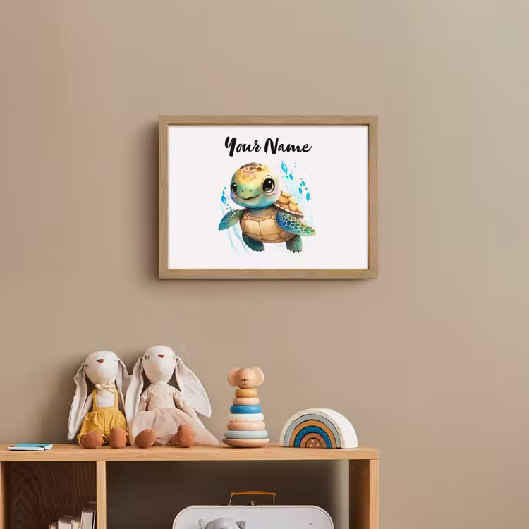 Schildpad - Waterverf - Kleuren - Dieren - Meisjes - Jongens Light Box met batterij (Wandlamp kind) middel -sfeer2_kind