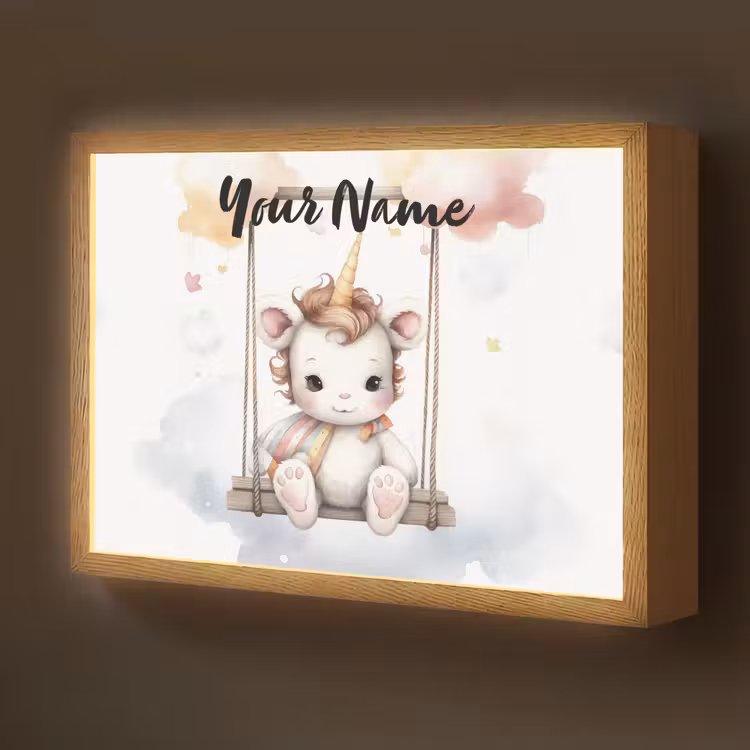 Eenhoorn - Dier - Kinderen - Unicorn Light Box met batterij (Wandlamp kind) middel -z3d_website