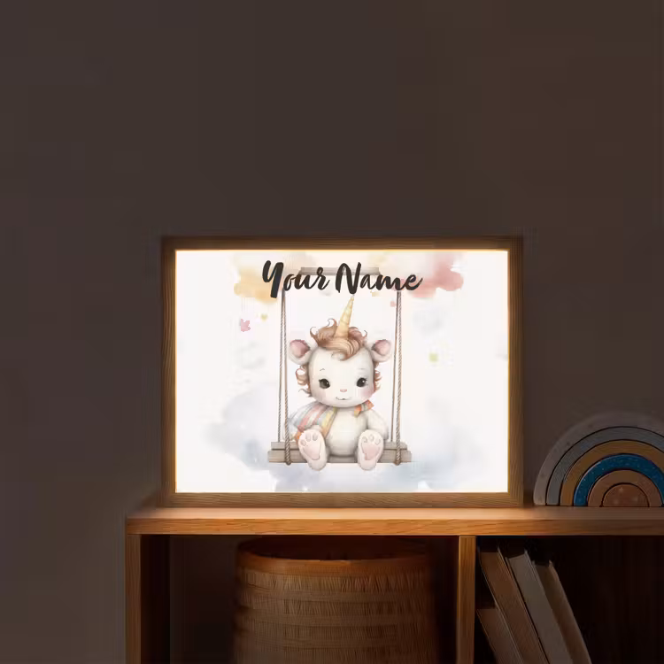 Eenhoorn - Dier - Kinderen - Unicorn Light Box met batterij (Wandlamp kind) middel -sfeer1_kind