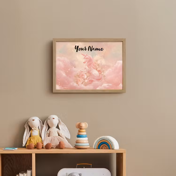 Eenhoorn - Wolken - Roze Light Box met batterij (Wandlamp kind) middel -sfeer2_kind