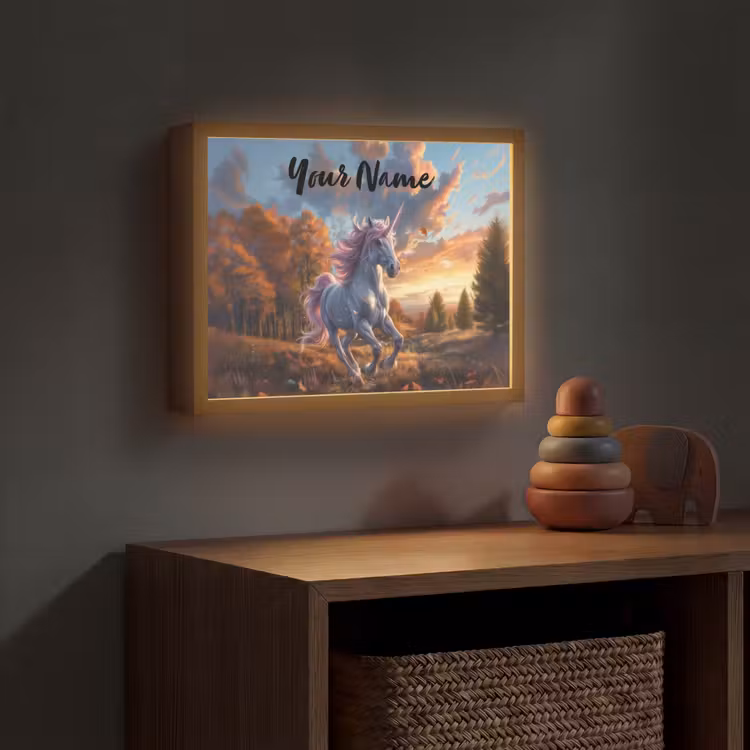 Eenhoorn - Sprookjes dier - Natuur - Meisjes Light Box met batterij (Wandlamp kind) middel -sfeer5_kind