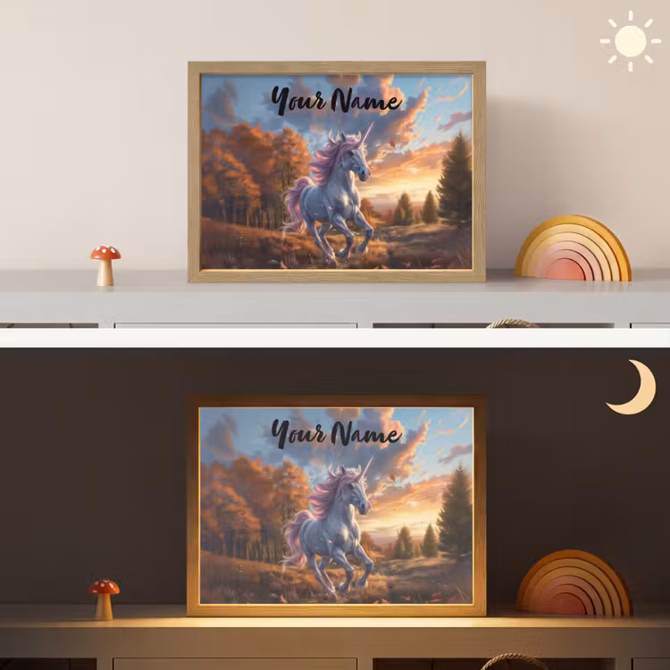 Eenhoorn - Sprookjes dier - Natuur - Meisjes Light Box met batterij (Wandlamp kind) middel -sfeer3_kind