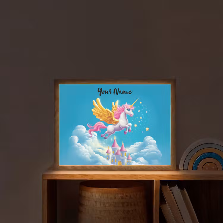 Eenhoorn - Fantasie - Kasteel Light Box met batterij (Wandlamp kind) middel -sfeer1_kind