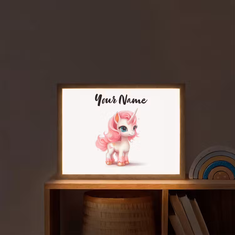 Unicorn - Meisjes - Kinderen - Eenhoorn - Roze Light Box met batterij (Wandlamp kind) middel -sfeer1_kind