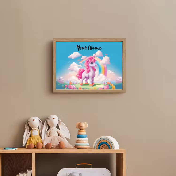 Unicorn - Meisjes - Bloemen - Regenboog - Eenhoorn Light Box met batterij (Wandlamp kind) middel -sfeer2_kind