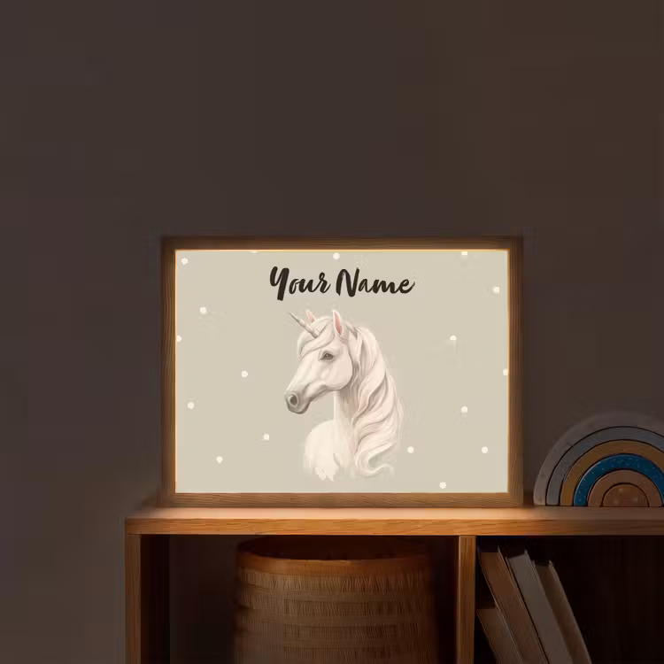 Eenhoorn - Manen - Stippen - Golven Light Box met batterij (Wandlamp kind) middel -sfeer1_kind