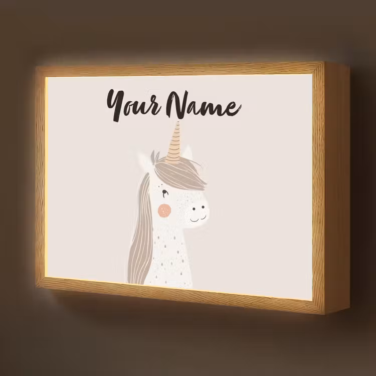 Eenhoorn - Pastel kleuren - Unicorn Light Box met batterij (Wandlamp kind) middel -z3d_website