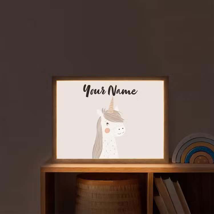 Eenhoorn - Pastel kleuren - Unicorn Light Box met batterij (Wandlamp kind) middel -sfeer1_kind