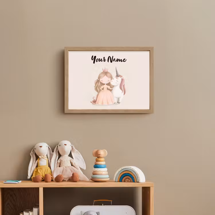 Eenhoorn - Prinses - Kroon - Jurk Light Box met batterij (Wandlamp kind) middel -sfeer2_kind