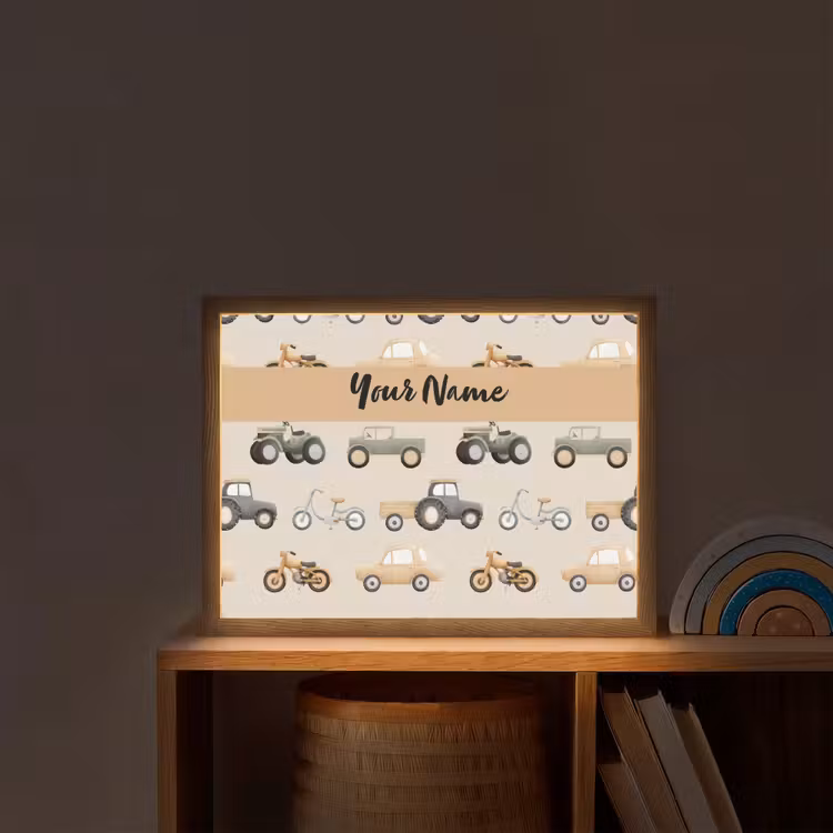 Voertuigen - Illustratie - Kleurrijk Light Box met batterij (Wandlamp kind) middel -sfeer1_kind