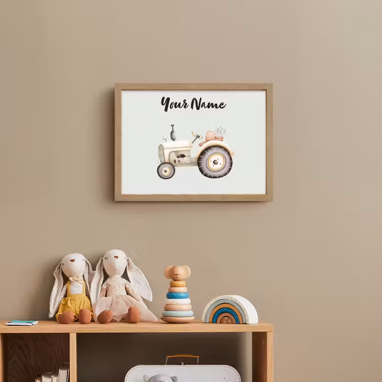 Vintage - Tractor - Pastel - Blauw Light Box met batterij (Wandlamp kind) middel -sfeer2_kind