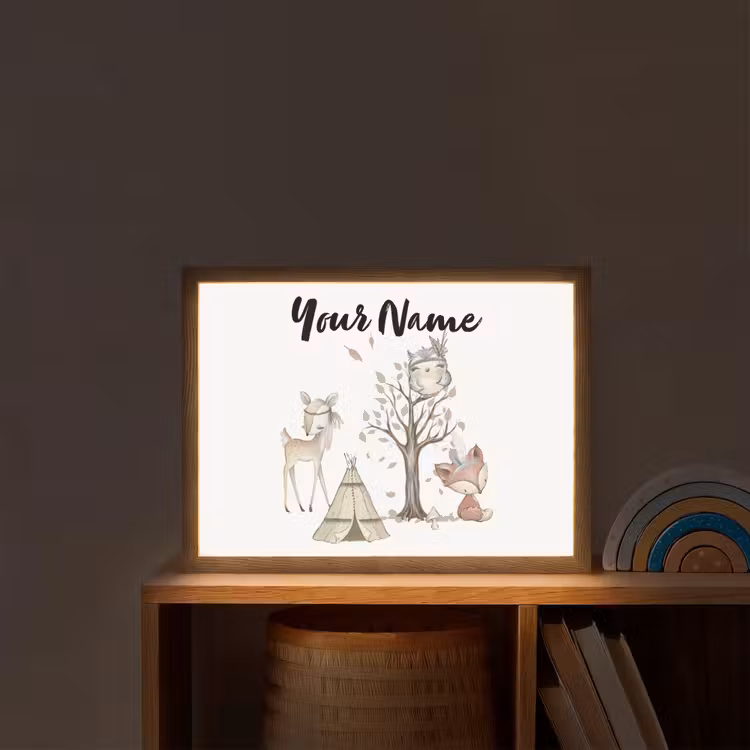 Wilde dieren - Bos - Illustratie Light Box met batterij (Wandlamp kind) middel -sfeer1_kind