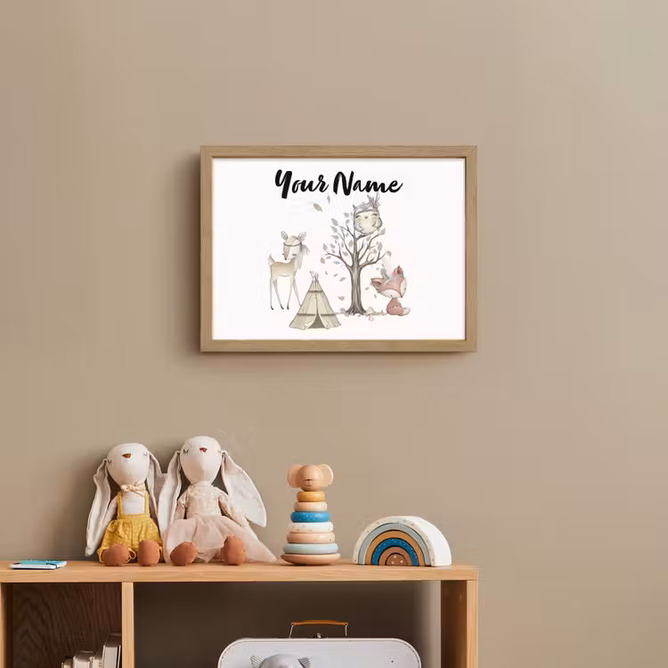 Wilde dieren - Bos - Illustratie Light Box met batterij (Wandlamp kind) middel -sfeer2_kind