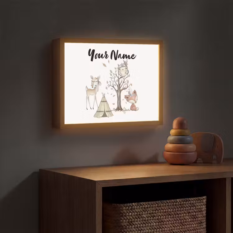 Wilde dieren - Bos - Illustratie Light Box met batterij (Wandlamp kind) middel -sfeer5_kind