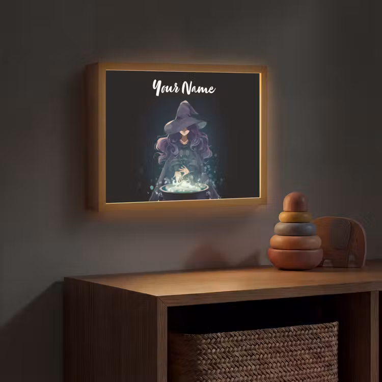 Heks - Magie - Heksenketel - Paars Light Box met batterij (Wandlamp kind) middel -sfeer5_kind