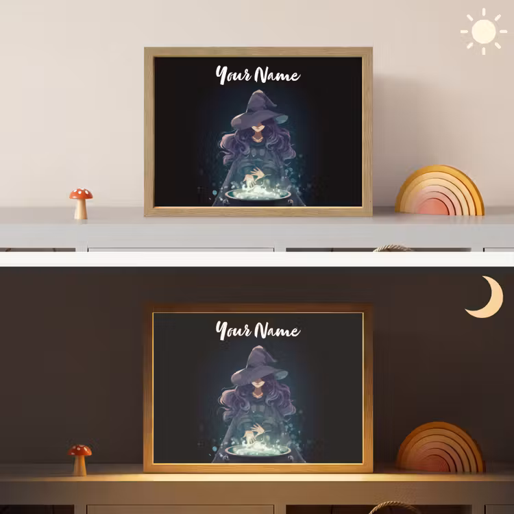 Heks - Magie - Heksenketel - Paars Light Box met batterij (Wandlamp kind) middel -sfeer3_kind