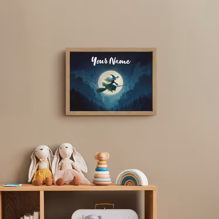 Heks - Maan - Bos - Magisch Light Box met batterij (Wandlamp kind) middel -sfeer2_kind