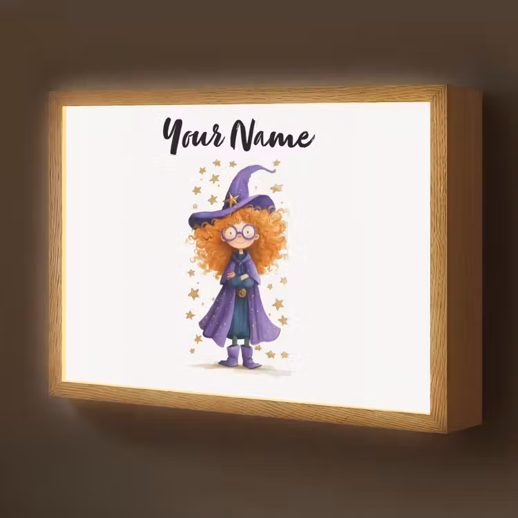 Toverheks - Sterren - Paars Light Box met batterij (Wandlamp kind) middel -z3d_website