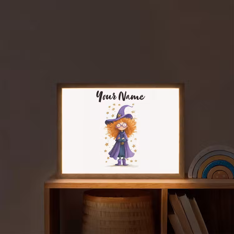 Toverheks - Sterren - Paars Light Box met batterij (Wandlamp kind) middel -sfeer1_kind