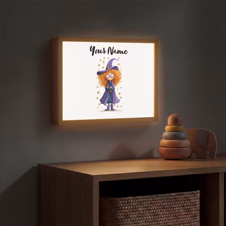 Toverheks - Sterren - Paars Light Box met batterij (Wandlamp kind) middel -sfeer5_kind