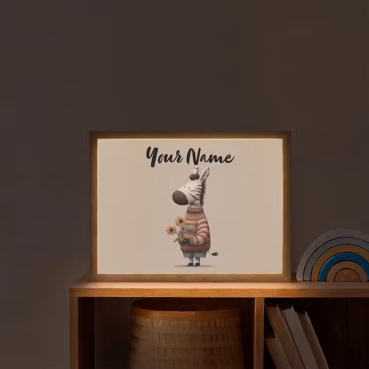 Zebra - Zonnebloemen - Warm Light Box met batterij (Wandlamp kind) middel -sfeer1_kind