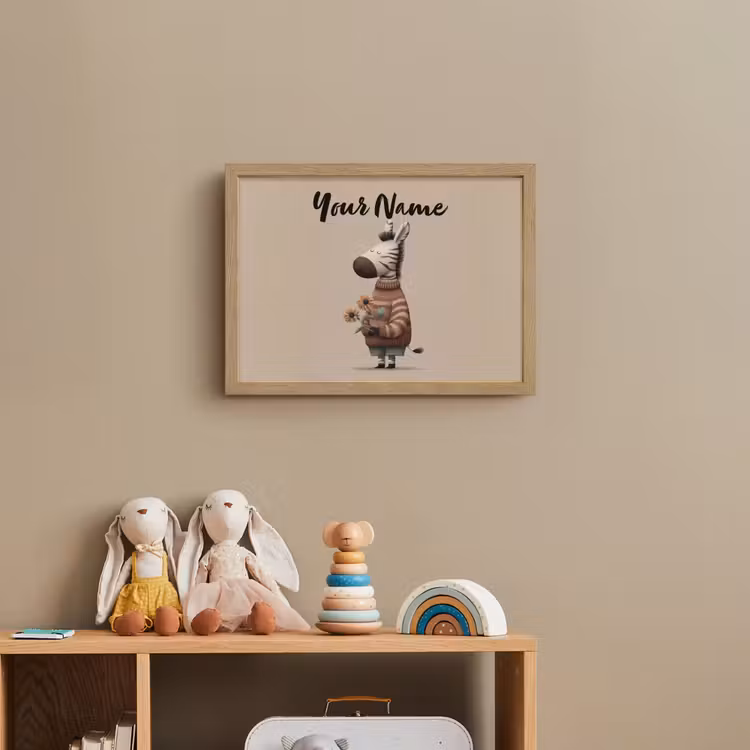 Zebra - Zonnebloemen - Warm Light Box met batterij (Wandlamp kind) middel -sfeer2_kind
