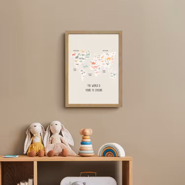 Wereldkaart - Dino - Kinderen - Dinosaurus Light Box met batterij (Wandlamp kind) middel -sfeer2_kind