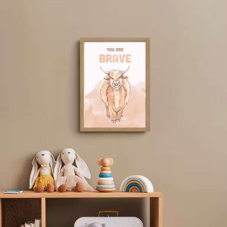 Yak - Oranje - Quote - 'You are brave' Light Box met batterij (Wandlamp kind) middel -sfeer2_kind