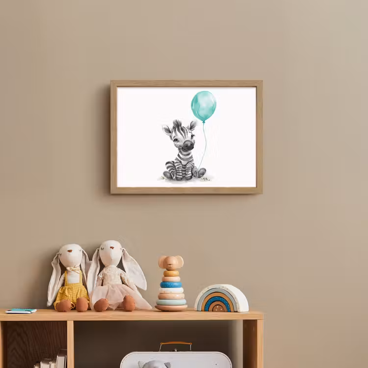 Zebra - Baby dier - Blauwe ballon Light Box met batterij (Wandlamp kind) middel -sfeer2_kind