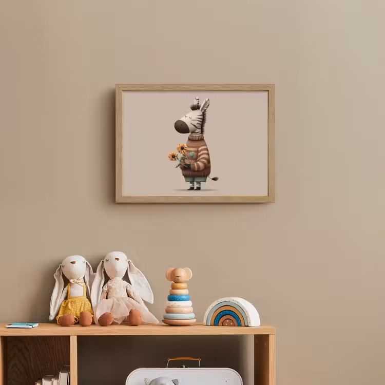 Zebra - Zonnebloemen - Warm Light Box met batterij (Wandlamp kind) middel -sfeer2_kind