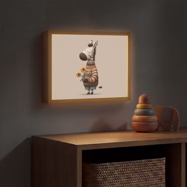 Zebra - Zonnebloemen - Warm Light Box met batterij (Wandlamp kind) middel -sfeer5_kind