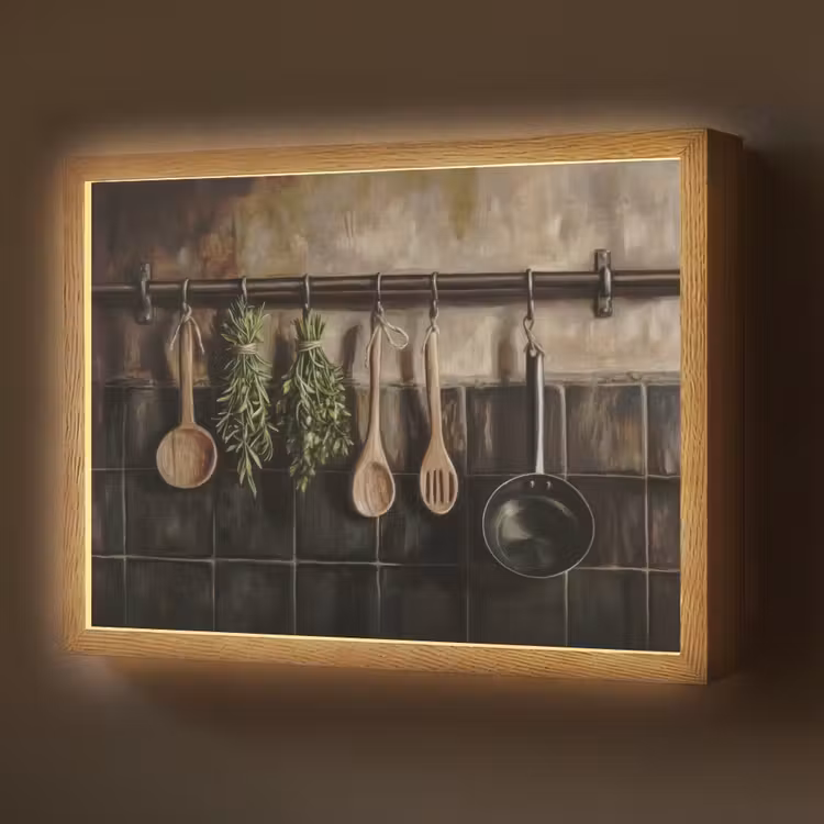 Keukengerei - Rustiek - Tegels - Kruiden Light Box met batterij (Wandlamp) middel -z3d_website
