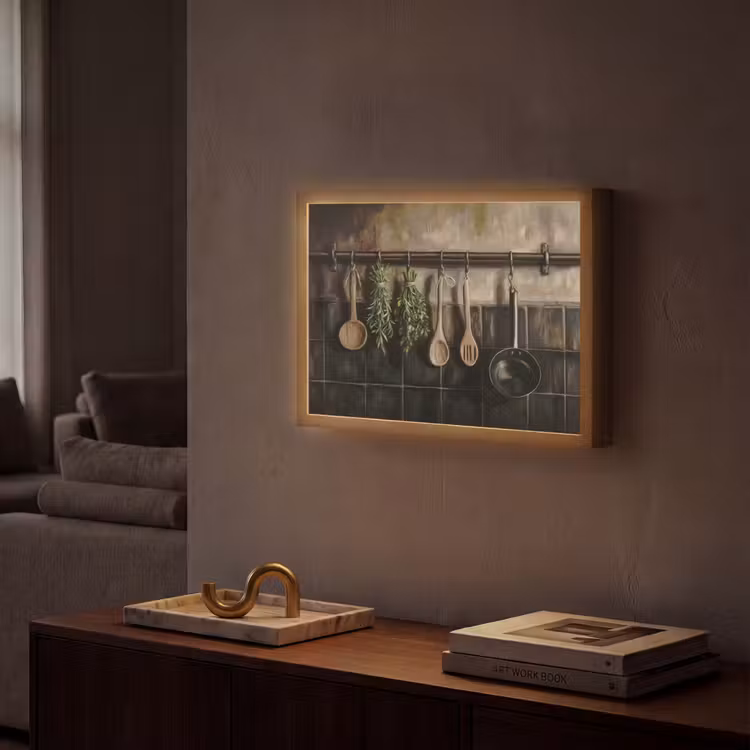 Keukengerei - Rustiek - Tegels - Kruiden Light Box met batterij (Wandlamp) middel -sfeer1