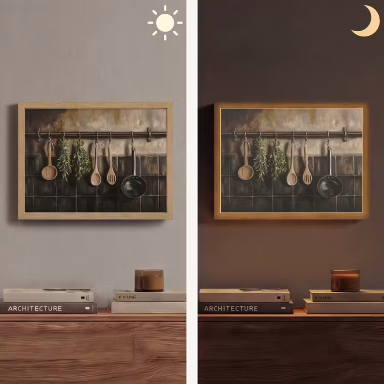 Keukengerei - Rustiek - Tegels - Kruiden Light Box met batterij (Wandlamp) middel -sfeer3