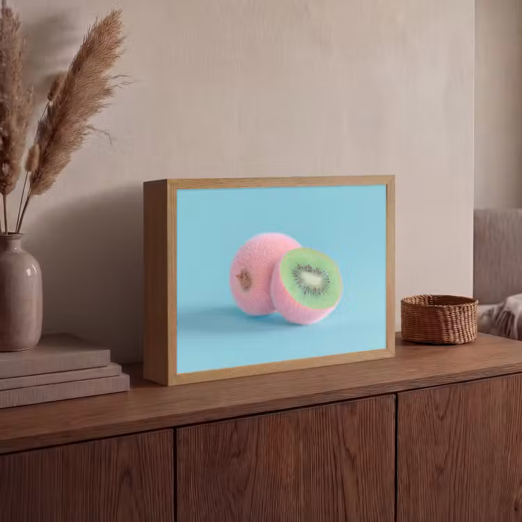 Kiwi - Blauw - Surrealistisch Light Box met batterij (Wandlamp) middel -sfeer2