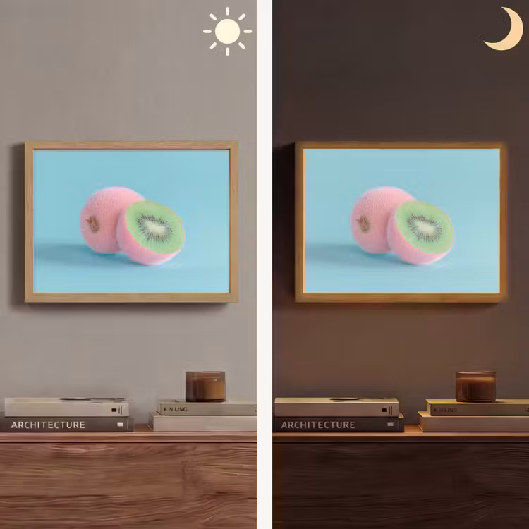 Kiwi - Blauw - Surrealistisch Light Box met batterij (Wandlamp) middel -sfeer3