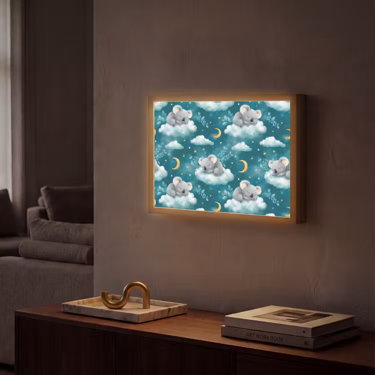 Koala's - Betoverend - Blauw Light Box met batterij (Wandlamp) middel 907 -sfeer1