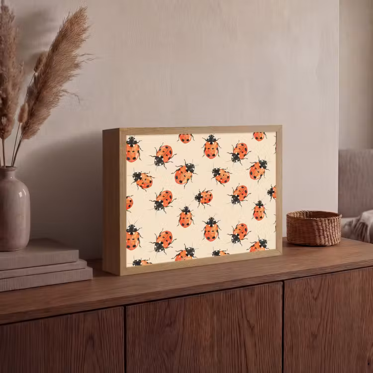 Lieveheersbeestjes - Patroon - Rood Light Box met batterij (Wandlamp) middel 907 -sfeer2