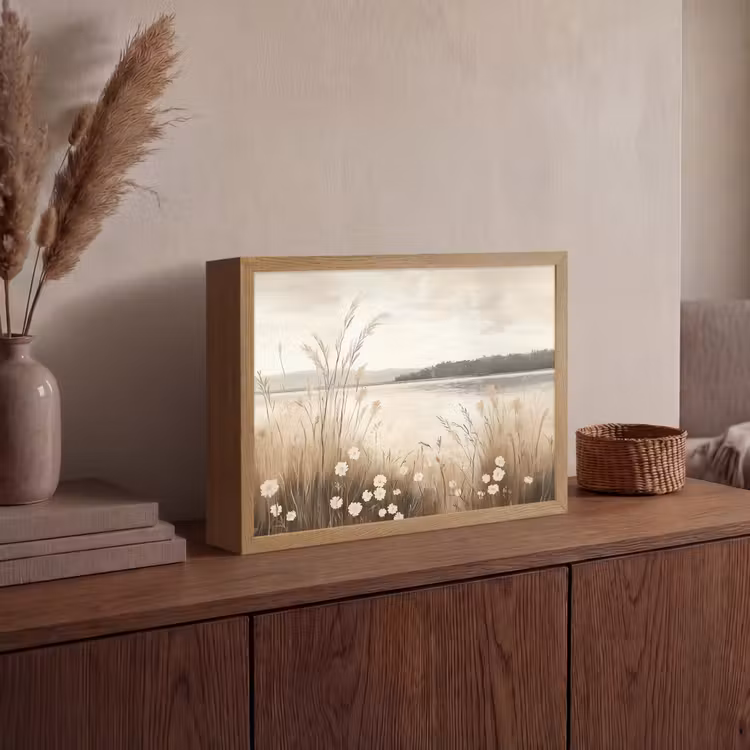 Meer - Water - Natuur - Beige Light Box met batterij (Wandlamp) middel -sfeer2