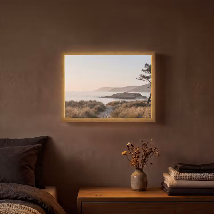 Landschap - Kust - Duinen Light Box met batterij (Wandlamp) middel -sfeer4