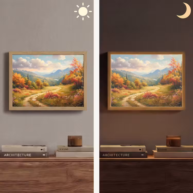 Landschap - Illustratie - Natuur Light Box met batterij (Wandlamp) middel -sfeer3