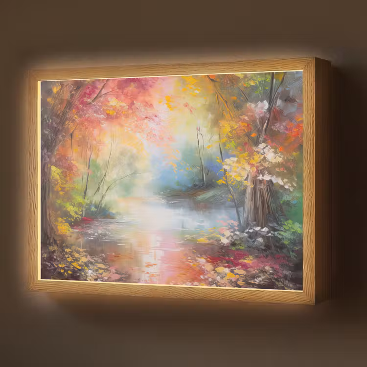 Landschap - Olieverf - Kleurrijk - Natuur Light Box met batterij (Wandlamp) middel -z3d_website