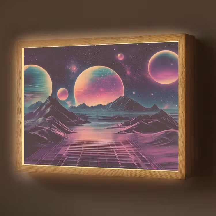 Landschap - Planeten - Horizon - Paars Light Box met batterij (Wandlamp) middel -z3d_website