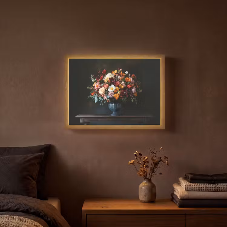 Groot - Bloemen - Vaas - Boeket Light Box met batterij (Wandlamp) middel -sfeer4