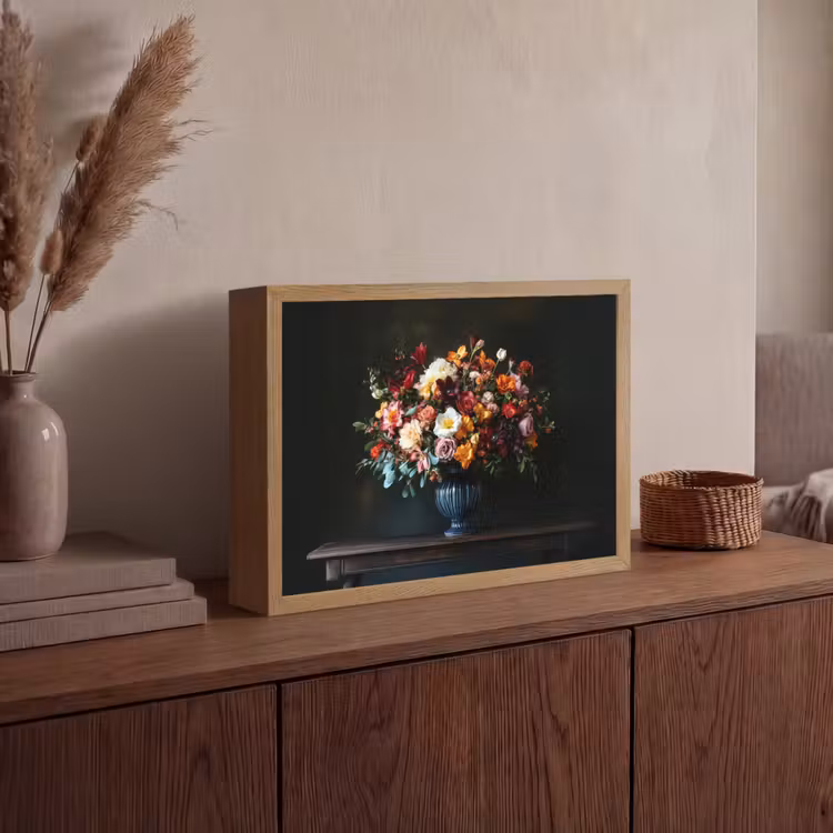Groot - Bloemen - Vaas - Boeket Light Box met batterij (Wandlamp) middel -sfeer2