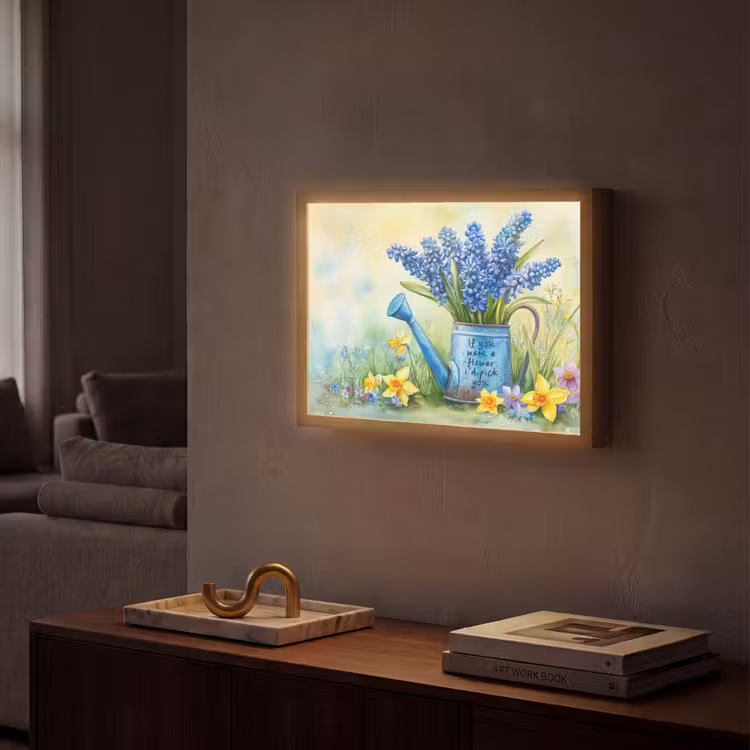 Lavendelbloemen - Quote - Gieter Light Box met batterij (Wandlamp) middel -sfeer1